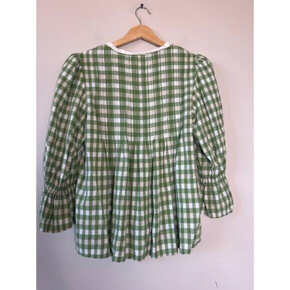 NEW Hunter Bell Pull Over Design High Neck Ruffled Mia Top Green Size: Small - Picture 6 of 7